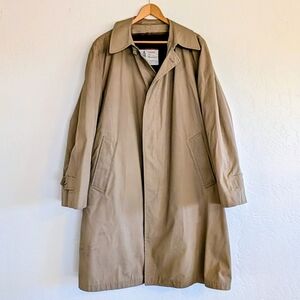 VTG London Fog Maincoats Tan Trench Coat Classic Tailored Overcoat Raincoat
